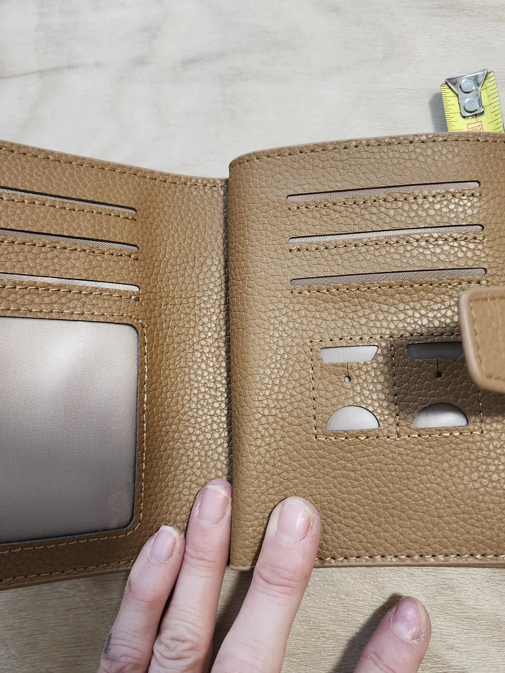 Taupe Pebbled Leather Women's Bifold Wallet Snap Closure NWT